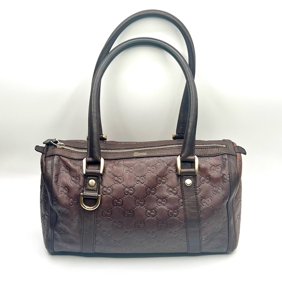 ❌❌SOLD❌❌ Gucci Dark Brown Embossed Leather Guccissima Abbey Boston Bag - Picture 15 of 15